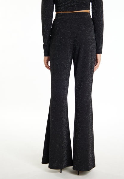 faina women's flared trousers made of glitter jersey