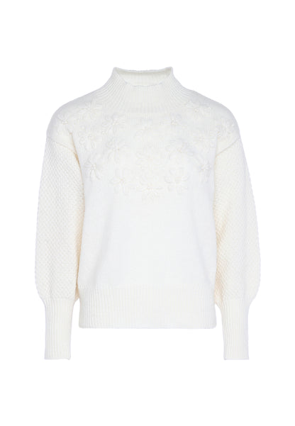myMo women's sweater with floral embroidery