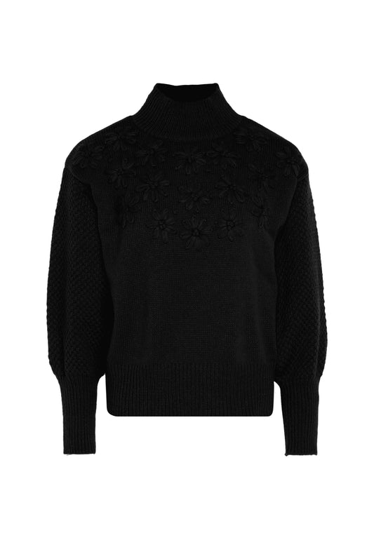 myMo women's sweater with floral embroidery