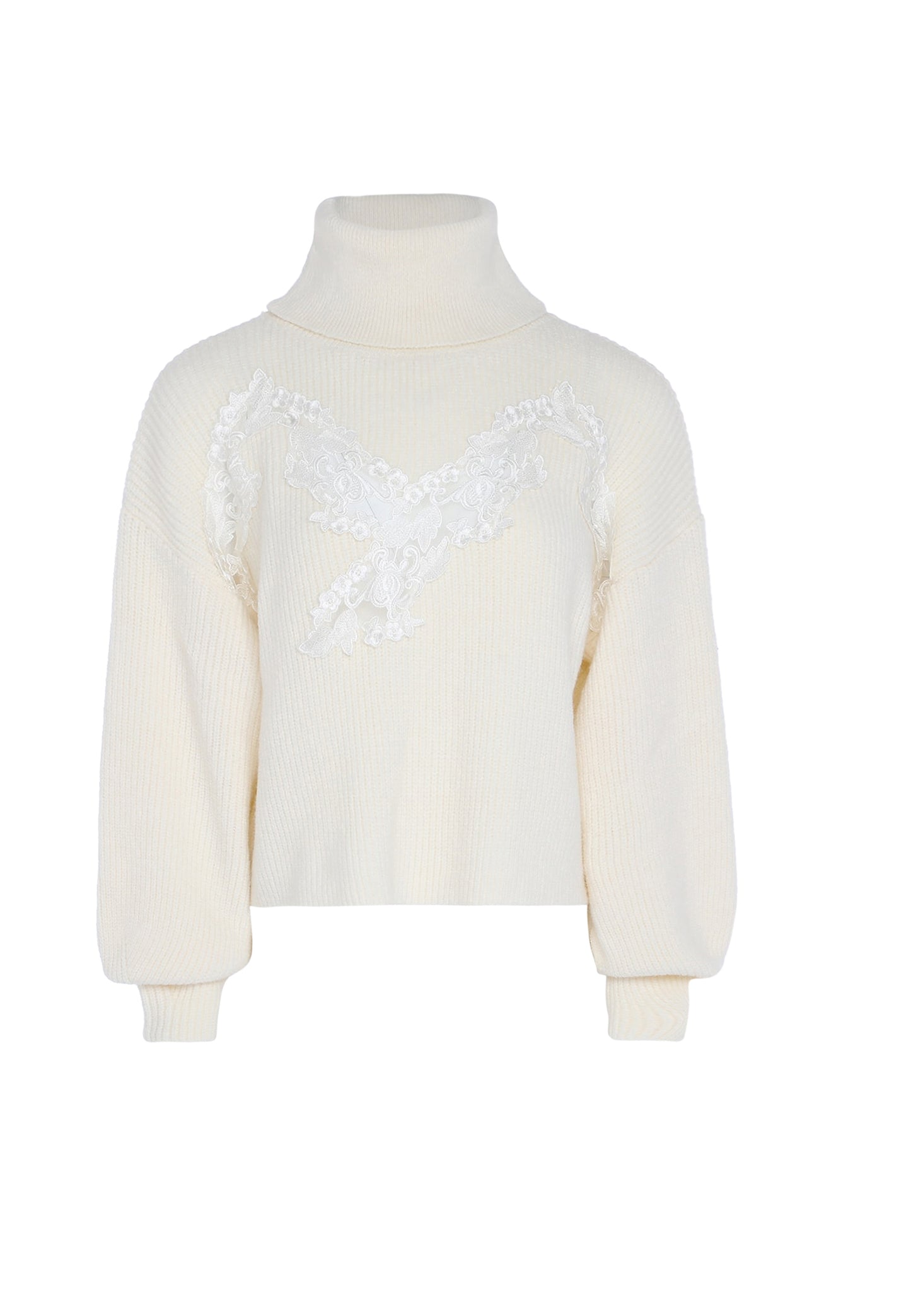 faina women's turtleneck sweater with lace