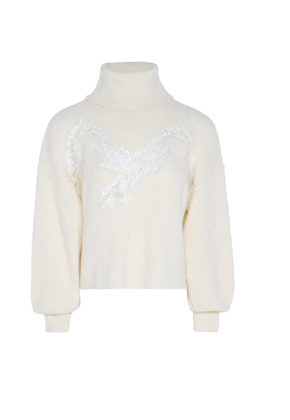 faina women's turtleneck sweater with lace