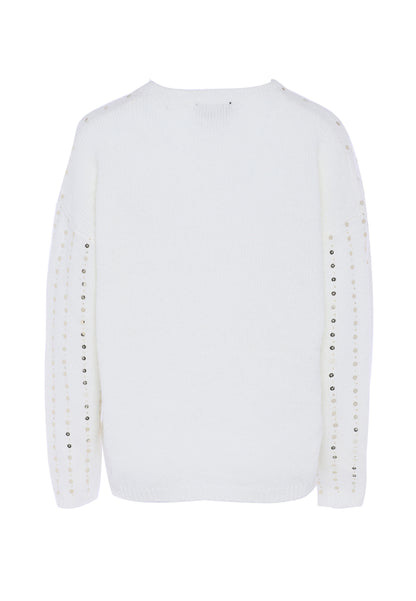 faina damski sweter dzianinowy z cekinami