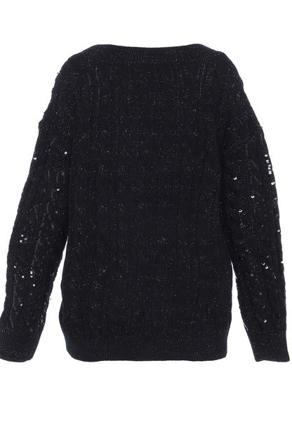 faina damski sweter dzianinowy z cekinami