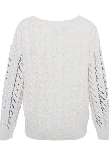 faina damski sweter dzianinowy z cekinami