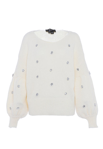 faina women's sweater with rhinestone