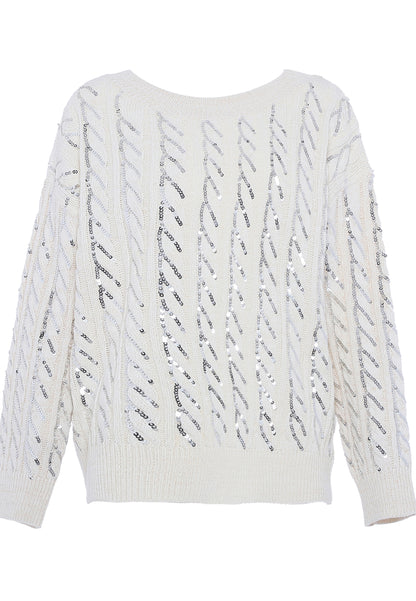faina damski sweter dzianinowy z cekinami