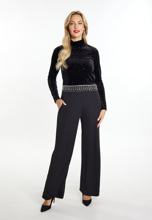 faina women's glitter shirt made of stretch velvet