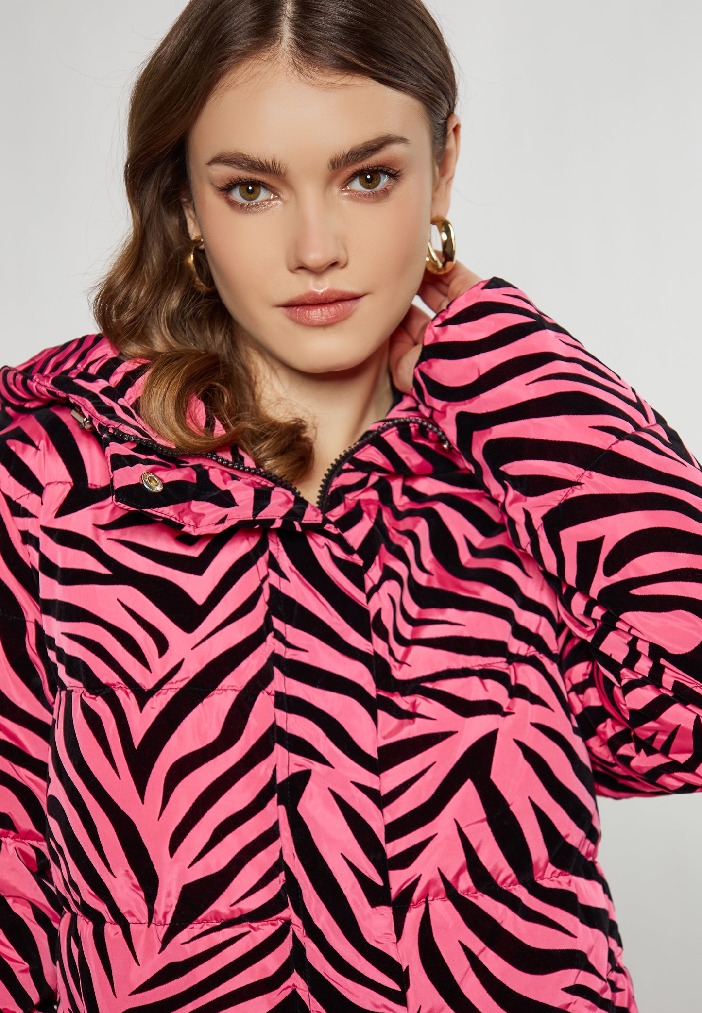 faina women's zebra print quilted jacket