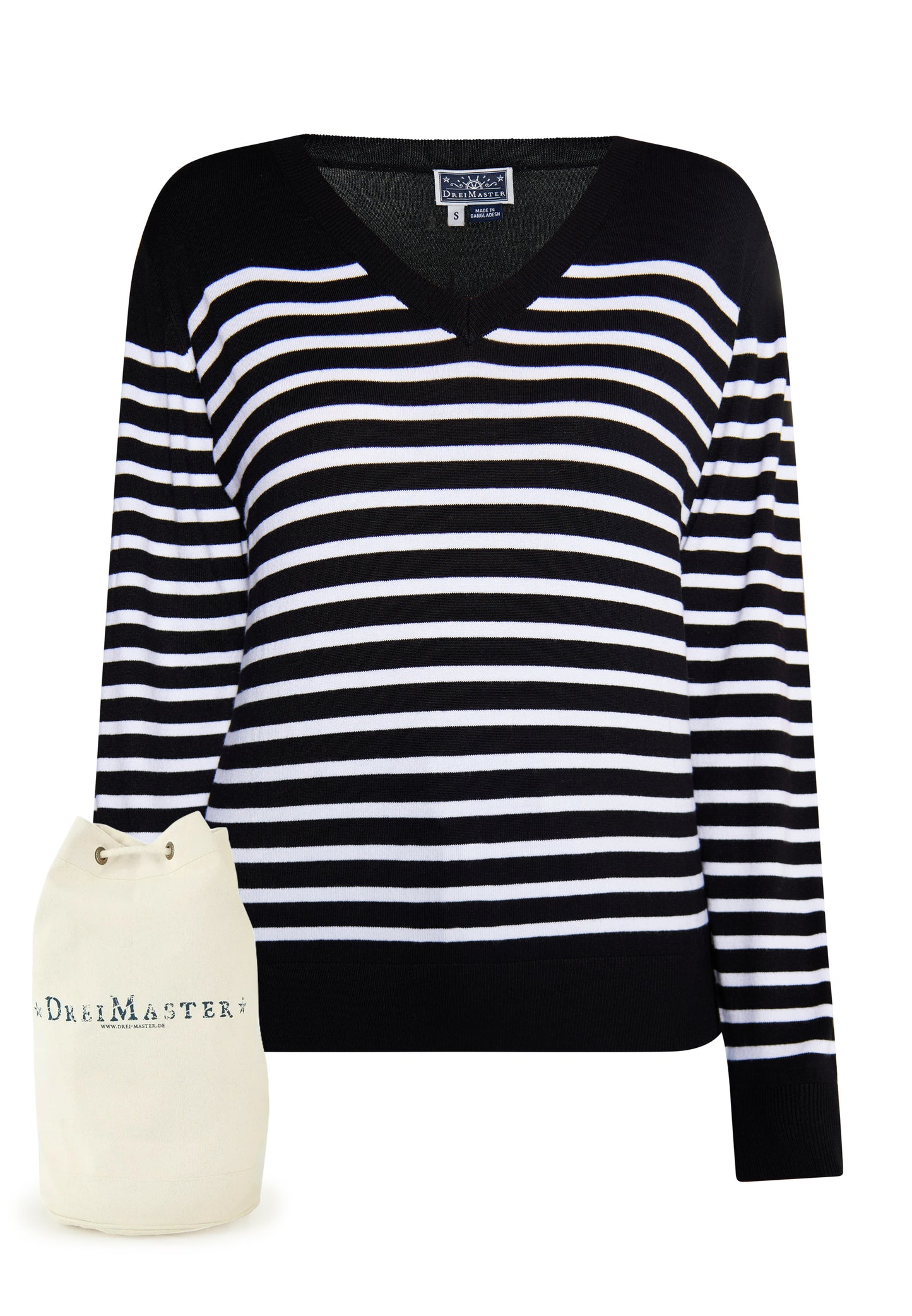 DreiMaster Maritim women's knitted sweater + shopping bag set
