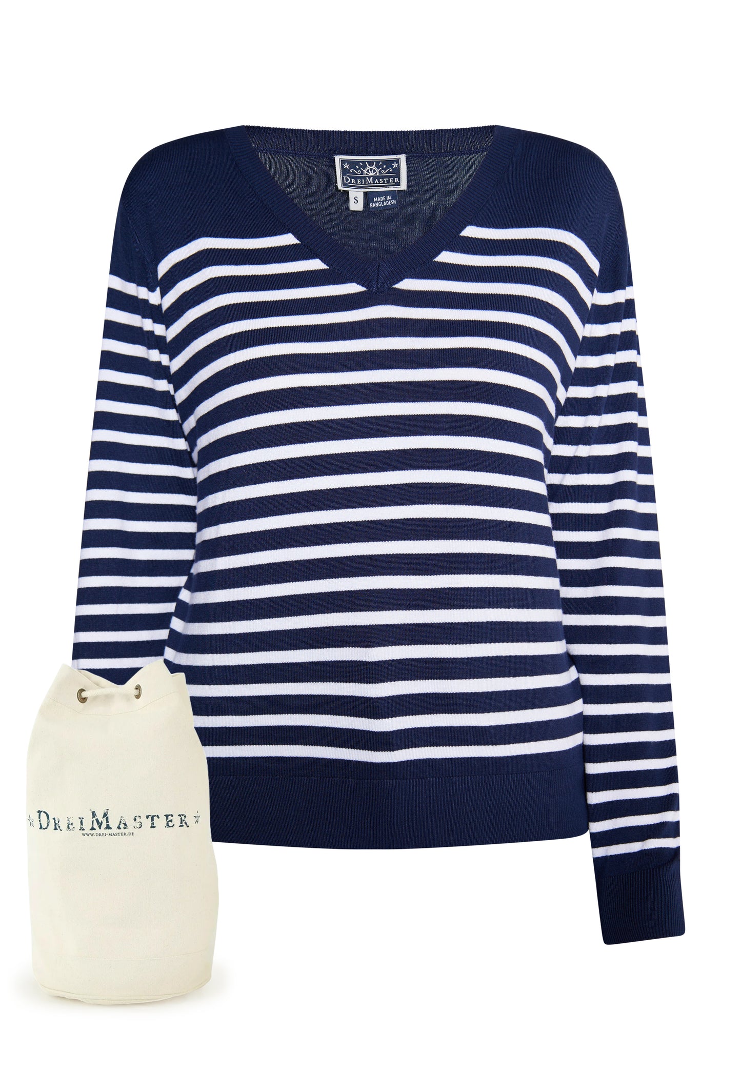 DreiMaster Maritim women's knitted sweater + shopping bag set
