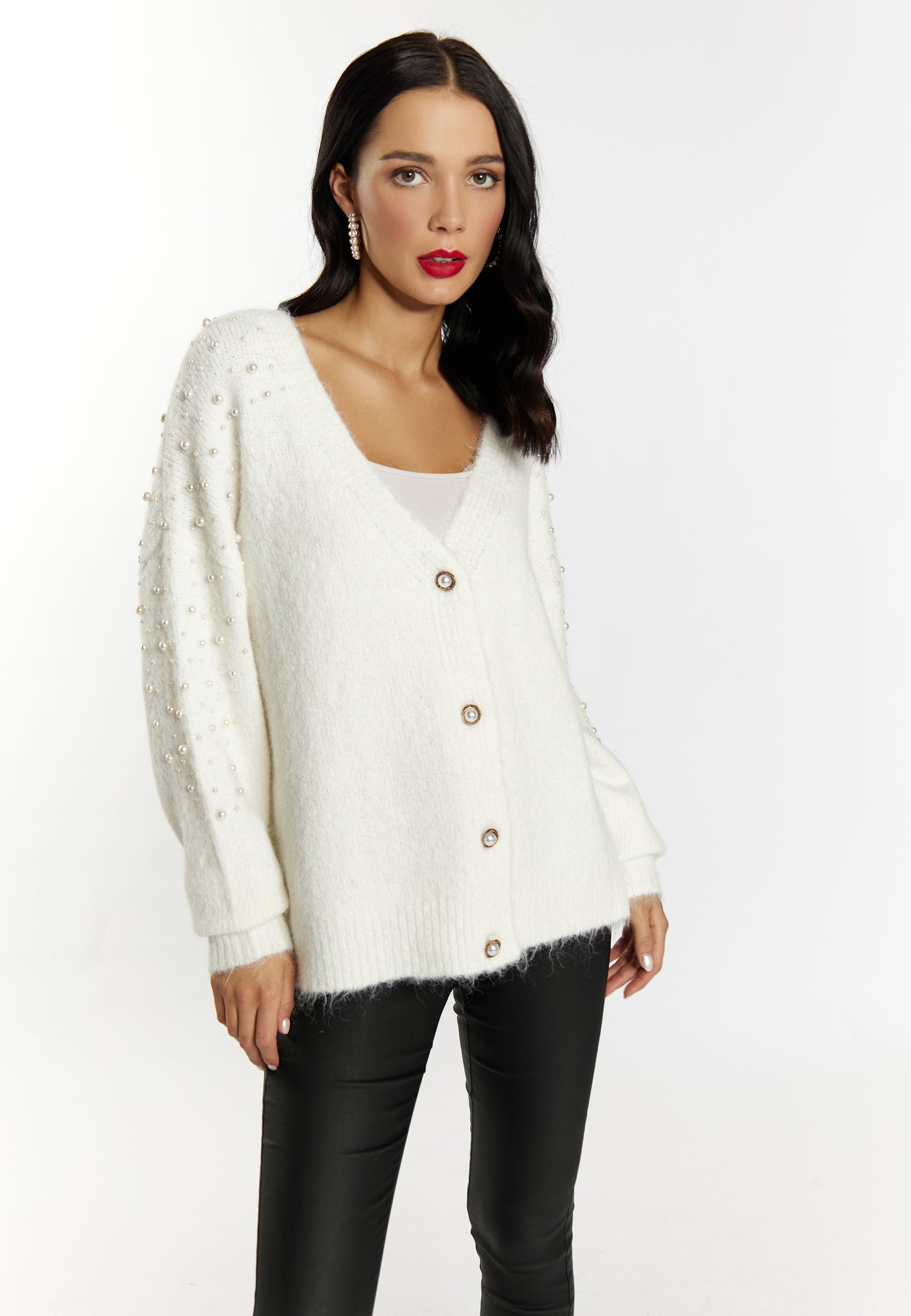 faina women's cardigan with pearl