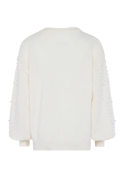 faina damski sweter z perłami